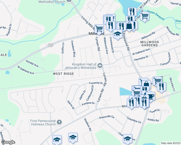 map of restaurants, bars, coffee shops, grocery stores, and more near 20 Erskine Court in Sumter