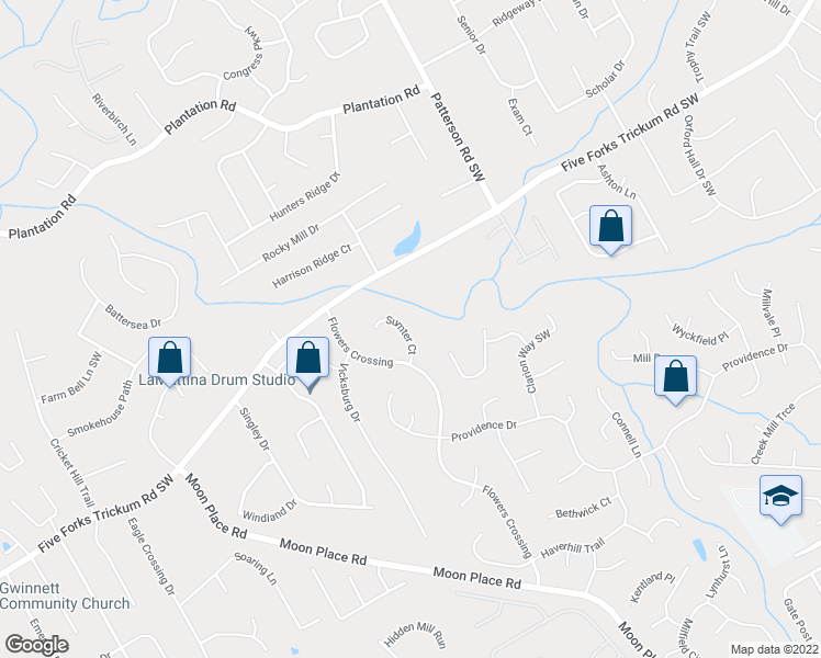 map of restaurants, bars, coffee shops, grocery stores, and more near 1961 Sumter Court in Lawrenceville