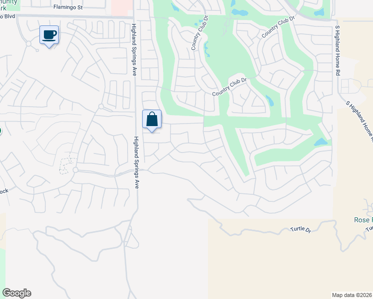 map of restaurants, bars, coffee shops, grocery stores, and more near 5981 Indian Canyon Drive in Banning
