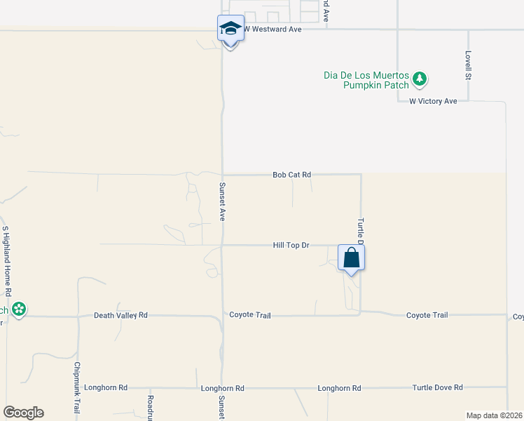 map of restaurants, bars, coffee shops, grocery stores, and more near 43145 Bob Cat Road in Banning