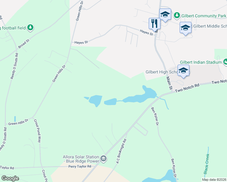 map of restaurants, bars, coffee shops, grocery stores, and more near 4508 Two Notch Road in Gilbert