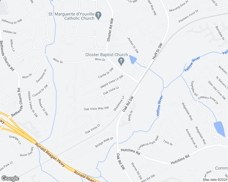 map of restaurants, bars, coffee shops, grocery stores, and more near 3313 Oak Vista Way in Lawrenceville