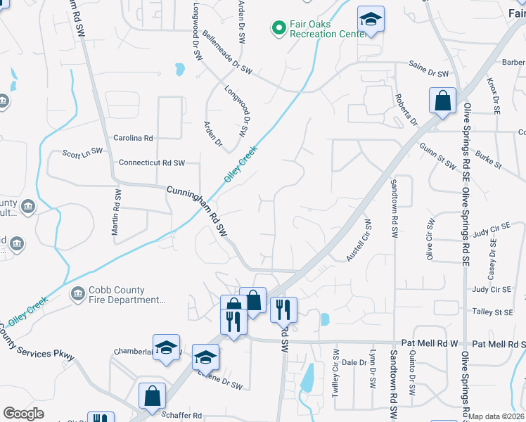 map of restaurants, bars, coffee shops, grocery stores, and more near 2103 Taylor Meadows Way in Marietta