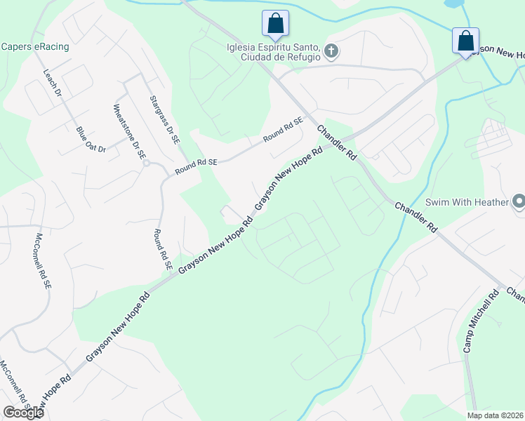 map of restaurants, bars, coffee shops, grocery stores, and more near 335 Grayson New Hope Road in Grayson