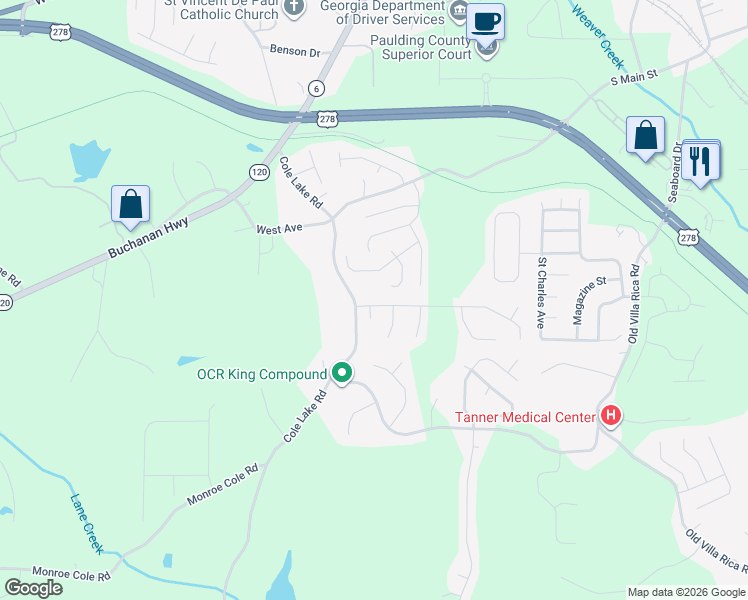 map of restaurants, bars, coffee shops, grocery stores, and more near 201 Cole Creek Drive in Dallas