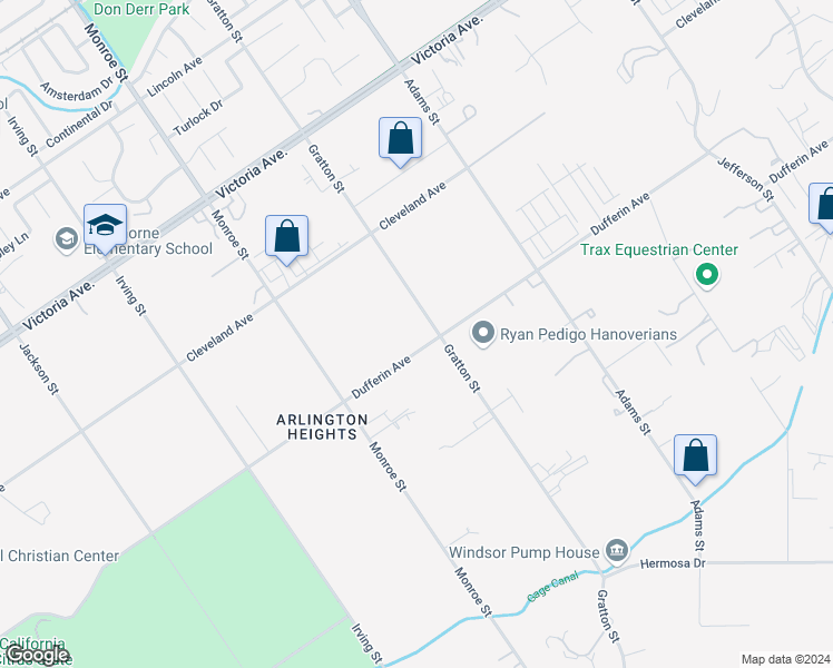 map of restaurants, bars, coffee shops, grocery stores, and more near 8615 Dufferin Avenue in Riverside