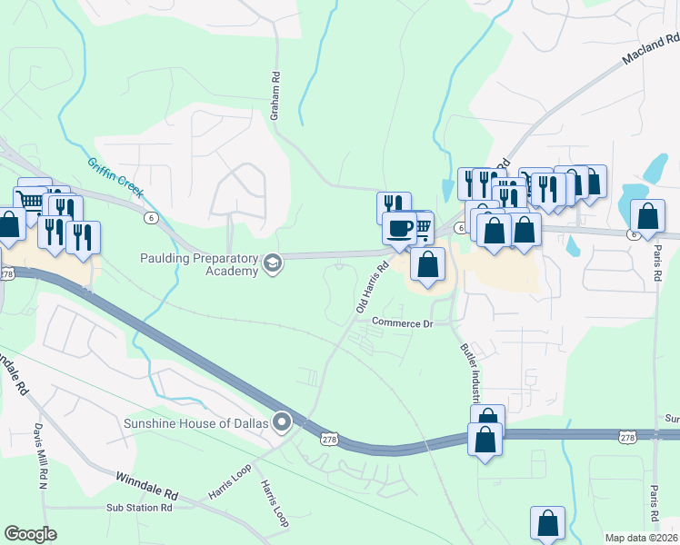 map of restaurants, bars, coffee shops, grocery stores, and more near 1068 Merchants Drive in Dallas