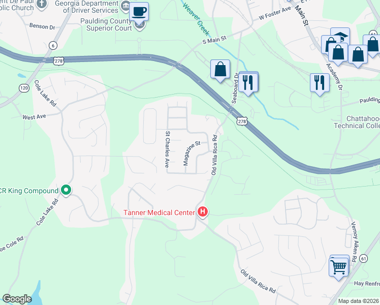 map of restaurants, bars, coffee shops, grocery stores, and more near 117 Magazine Street in Dallas