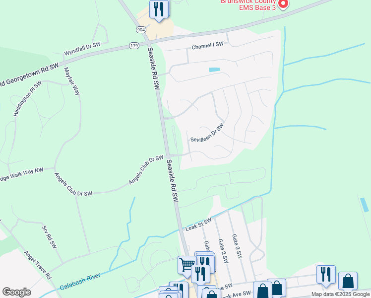 map of restaurants, bars, coffee shops, grocery stores, and more near 1290 Neptuno Court in Ocean Isle Beach