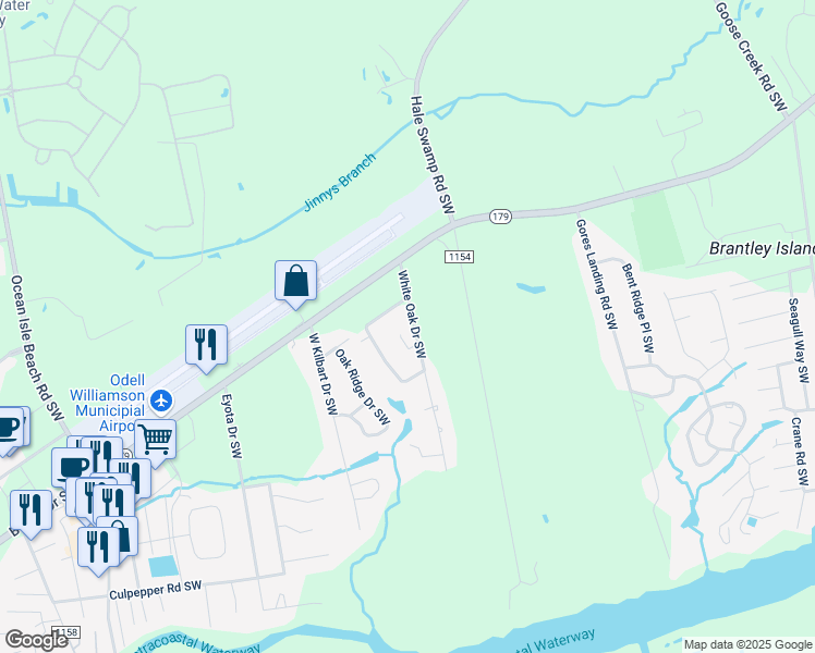 map of restaurants, bars, coffee shops, grocery stores, and more near 1553 White Oak Drive Southwest in Ocean Isle Beach