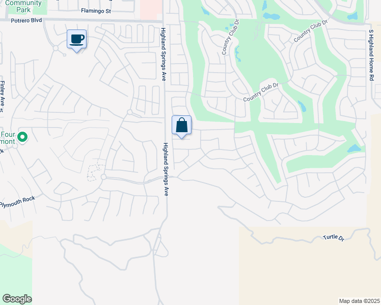map of restaurants, bars, coffee shops, grocery stores, and more near 6230 Sawgrass Drive in Banning