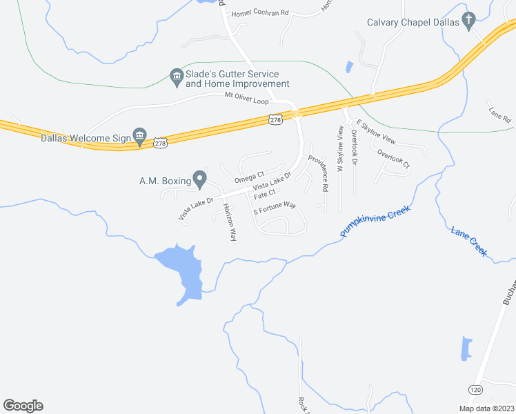 map of restaurants, bars, coffee shops, grocery stores, and more near 556 South Fortune Way in Dallas