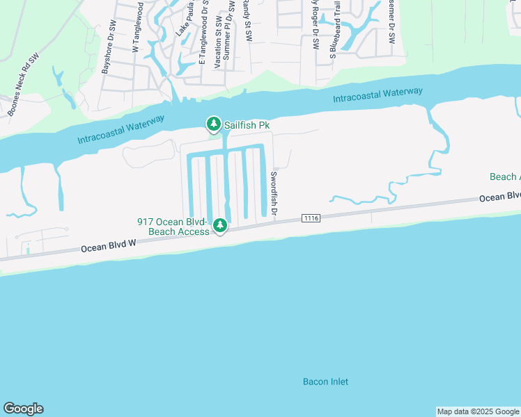 map of restaurants, bars, coffee shops, grocery stores, and more near 114 Dolphin Drive in Holden Beach