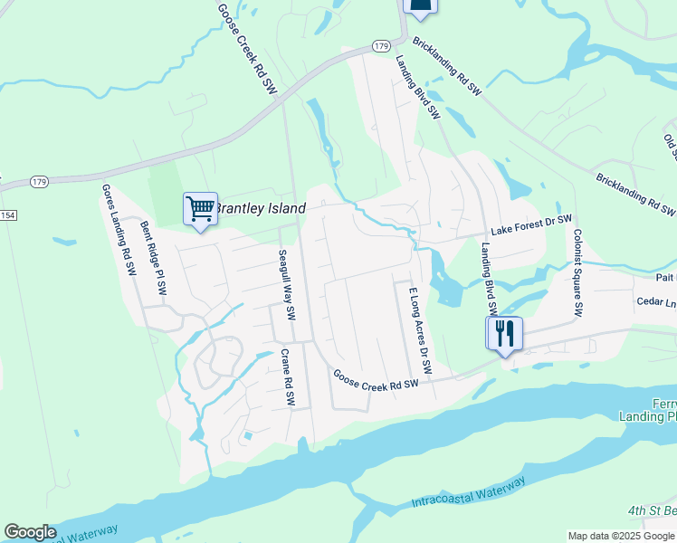 map of restaurants, bars, coffee shops, grocery stores, and more near 1768 Forest Oak Boulevard Southwest in Ocean Isle Beach