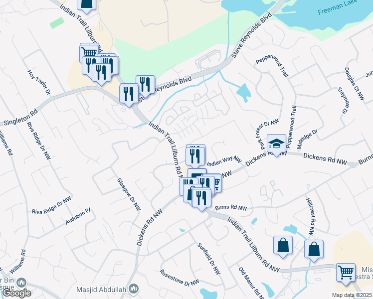 map of restaurants, bars, coffee shops, grocery stores, and more near 4926 Warners Trail in Norcross