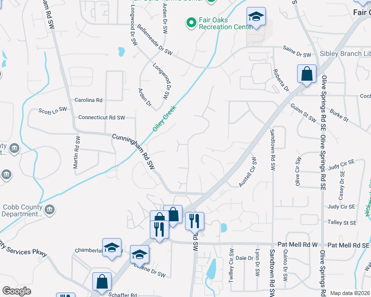 map of restaurants, bars, coffee shops, grocery stores, and more near 2103 Taylor Meadows Way in Marietta