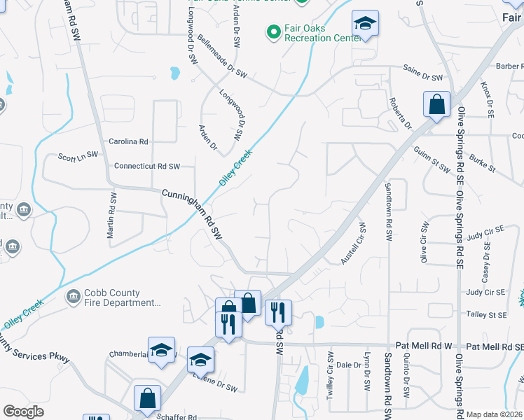 map of restaurants, bars, coffee shops, grocery stores, and more near 2103 Taylor Meadows Way in Marietta