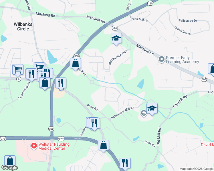 map of restaurants, bars, coffee shops, grocery stores, and more near 119 Crescent Brook Crossing in Dallas