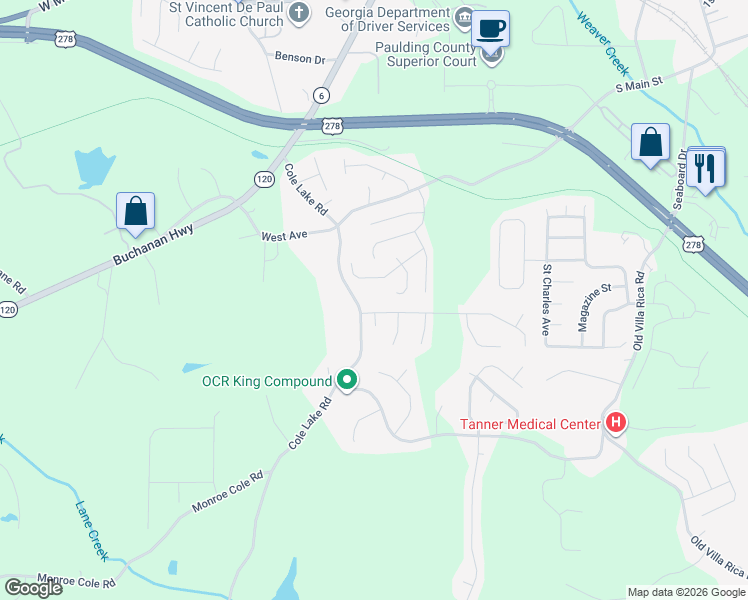 map of restaurants, bars, coffee shops, grocery stores, and more near 431 Cole Lake Rd in Dallas