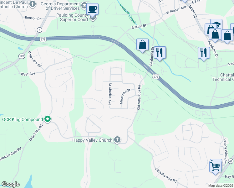 map of restaurants, bars, coffee shops, grocery stores, and more near 107 Dumaine Street in Dallas