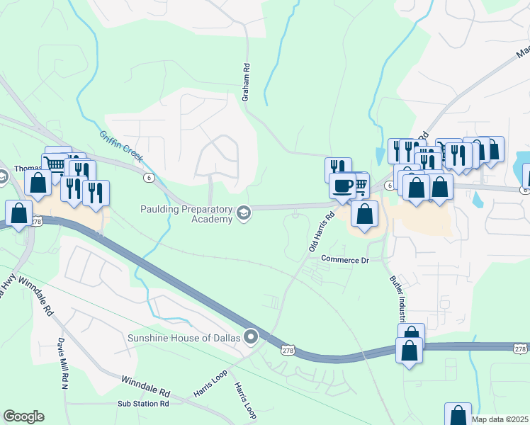 map of restaurants, bars, coffee shops, grocery stores, and more near 1052 Merchants Drive in Dallas