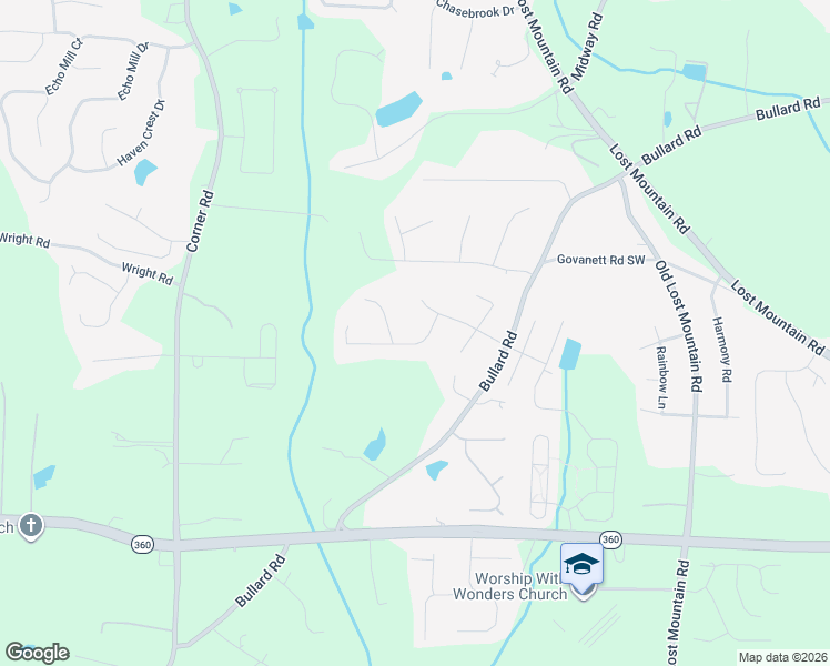 map of restaurants, bars, coffee shops, grocery stores, and more near 1809 Danbury Court in Powder Springs