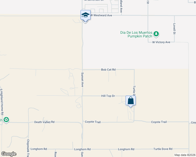 map of restaurants, bars, coffee shops, grocery stores, and more near 43145 Bob Cat Road in Banning