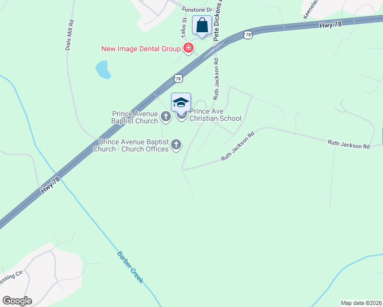 map of restaurants, bars, coffee shops, grocery stores, and more near 1191 Holcomb Court in Bogart