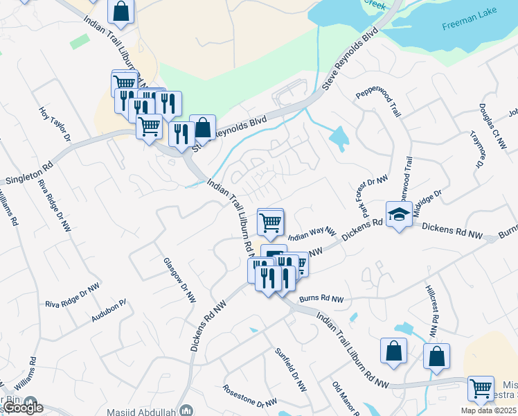 map of restaurants, bars, coffee shops, grocery stores, and more near 4926 Warners Trail in Norcross