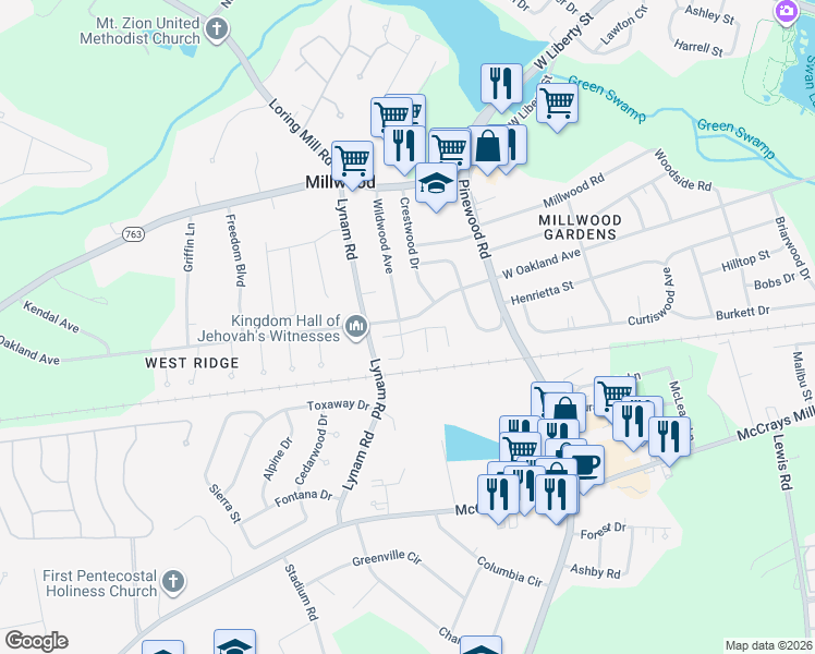 map of restaurants, bars, coffee shops, grocery stores, and more near 2051 Essex Drive in Sumter