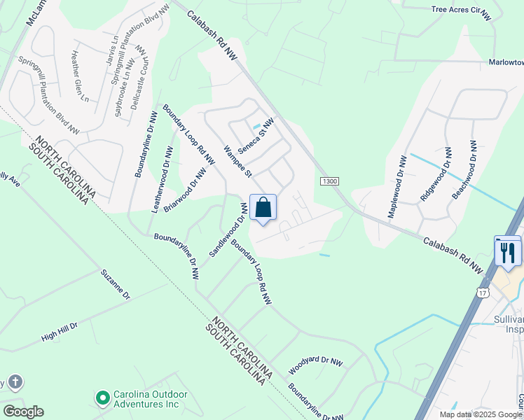 map of restaurants, bars, coffee shops, grocery stores, and more near 412 Laurel Court Northwest in Calabash