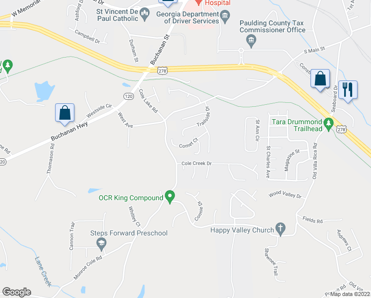 map of restaurants, bars, coffee shops, grocery stores, and more near 209 Comet Court in Dallas