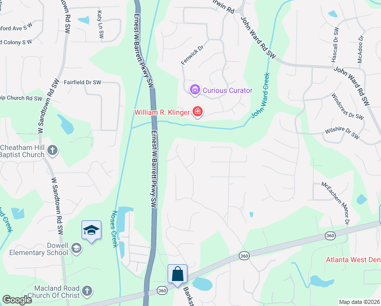 map of restaurants, bars, coffee shops, grocery stores, and more near 1713 Clayhill Court in Marietta