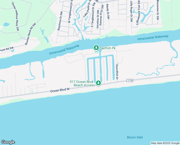 map of restaurants, bars, coffee shops, grocery stores, and more near 129 Tarpon Drive in Holden Beach