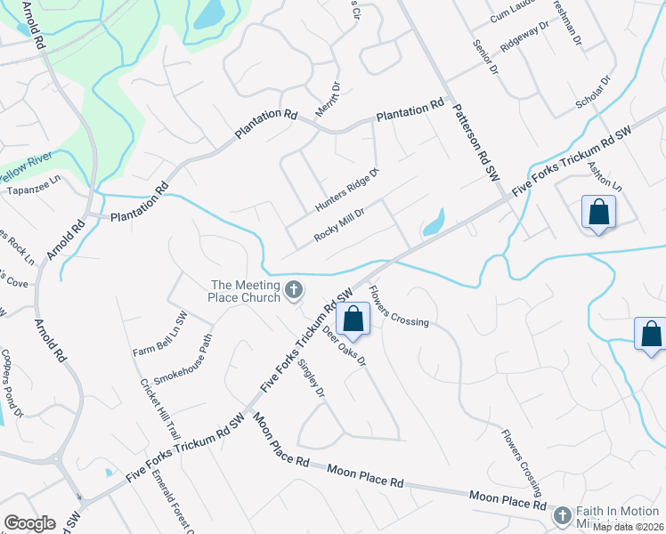 map of restaurants, bars, coffee shops, grocery stores, and more near 2130 Harrison Ridge Court in Lawrenceville