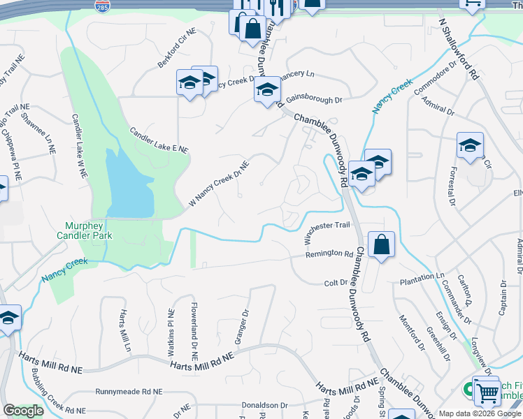 map of restaurants, bars, coffee shops, grocery stores, and more near 100 D Youville Lane in Atlanta