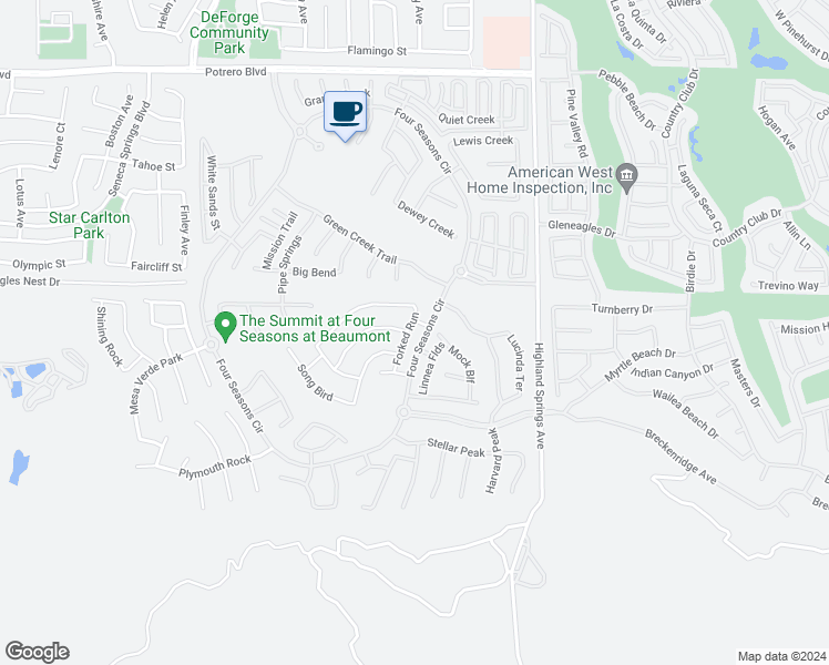 map of restaurants, bars, coffee shops, grocery stores, and more near 322 Forked Run in Beaumont