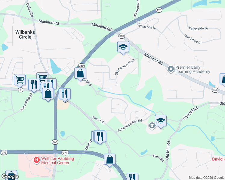 map of restaurants, bars, coffee shops, grocery stores, and more near 117 Brycewood Trail in Dallas
