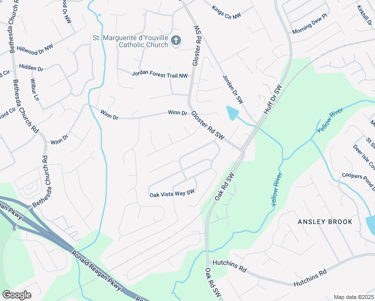 map of restaurants, bars, coffee shops, grocery stores, and more near 2865 Maple Vista Lane Southwest in Lawrenceville