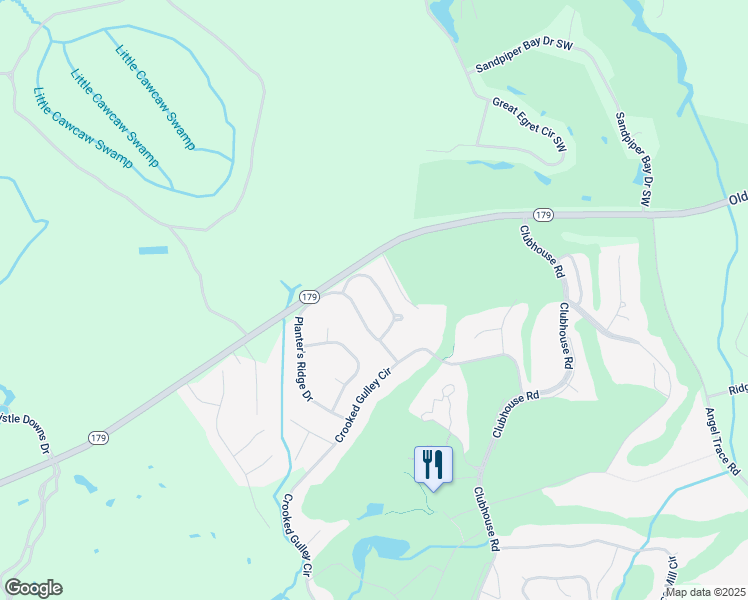map of restaurants, bars, coffee shops, grocery stores, and more near 124 Forest Walk Southwest in Sunset Beach
