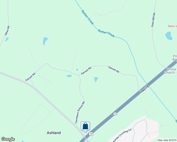 map of restaurants, bars, coffee shops, grocery stores, and more near 1400 Garrett Road in Statham
