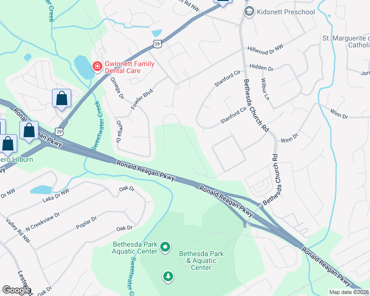map of restaurants, bars, coffee shops, grocery stores, and more near 260 Hammett Road Northwest in Lawrenceville