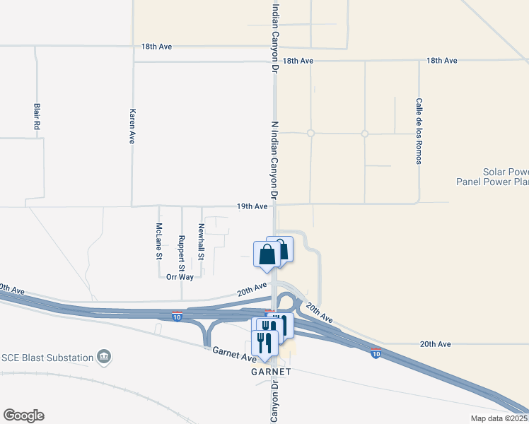 map of restaurants, bars, coffee shops, grocery stores, and more near 2 North Indian Canyon Drive in Desert Hot Springs