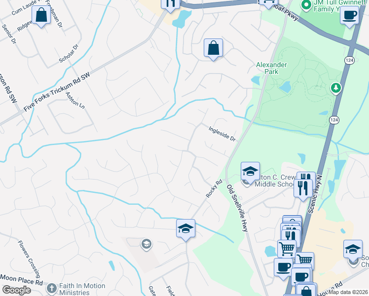 map of restaurants, bars, coffee shops, grocery stores, and more near 785 Barongate Drive in Lawrenceville
