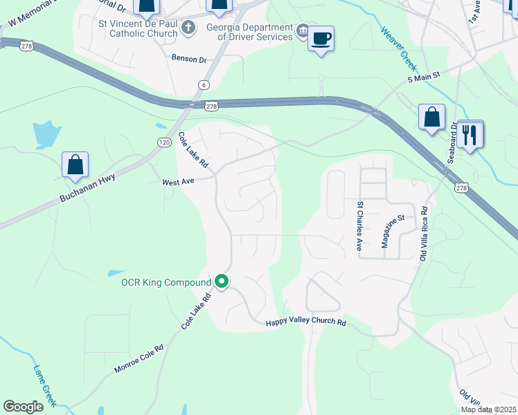 map of restaurants, bars, coffee shops, grocery stores, and more near 105 Comet Court in Dallas