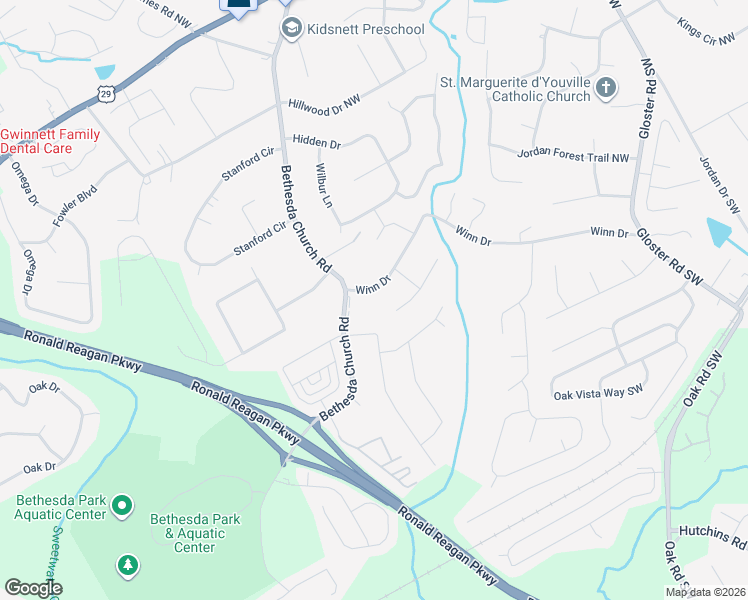 map of restaurants, bars, coffee shops, grocery stores, and more near 3120 Winn Drive in Lawrenceville