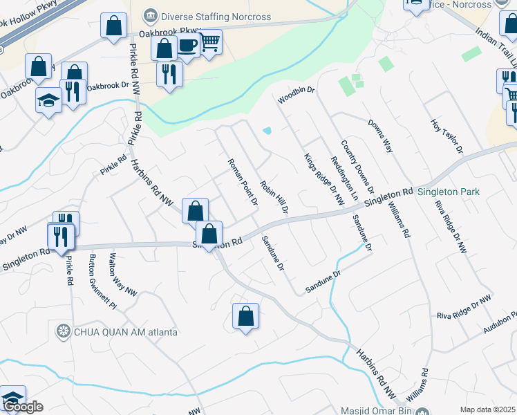 map of restaurants, bars, coffee shops, grocery stores, and more near in Norcross
