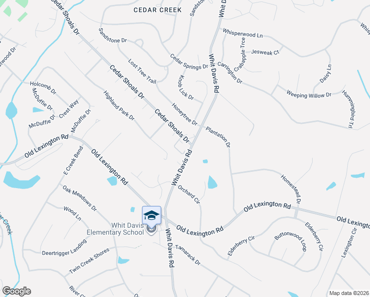 map of restaurants, bars, coffee shops, grocery stores, and more near 1850 Cedar Shoals Drive in Athens
