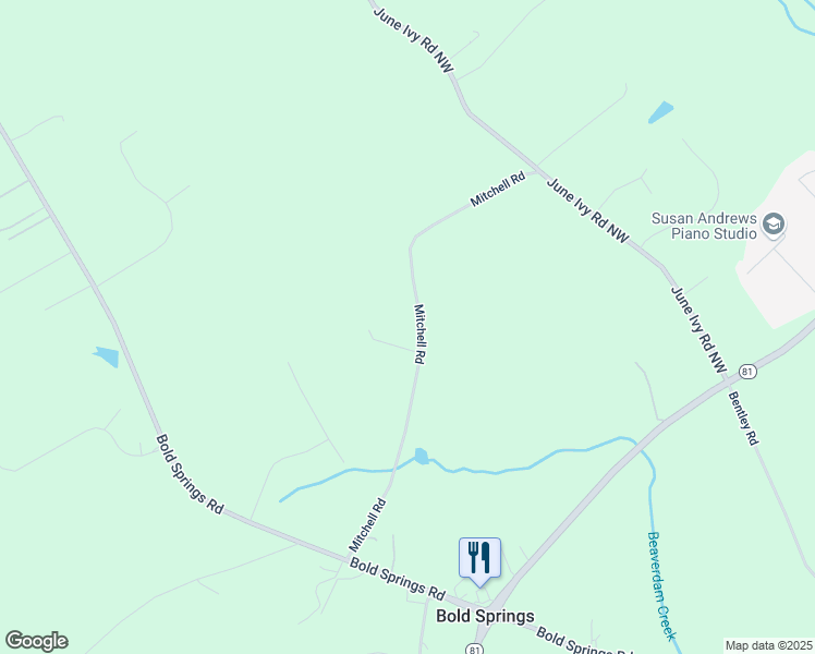 map of restaurants, bars, coffee shops, grocery stores, and more near 245 Mitchell Road in Monroe