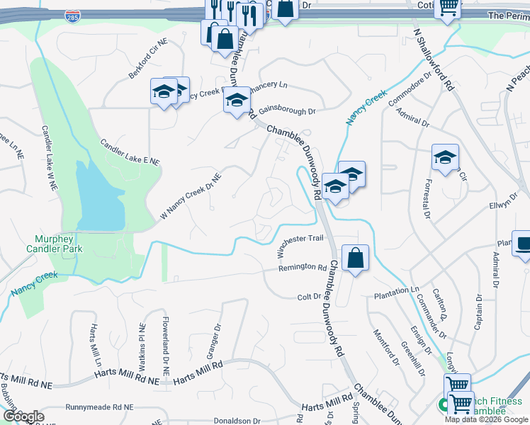 map of restaurants, bars, coffee shops, grocery stores, and more near 4204 D Youville Trace in Chamblee